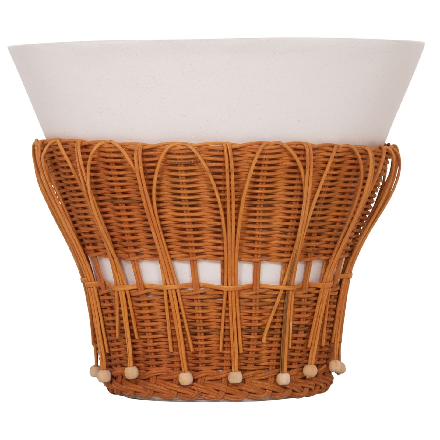 SIDE TABLE ROUND PERRAL HM18164.02S FIBER CEMENT IN WHITE-NATURAL RATTAN--Φ42x36Hcm.