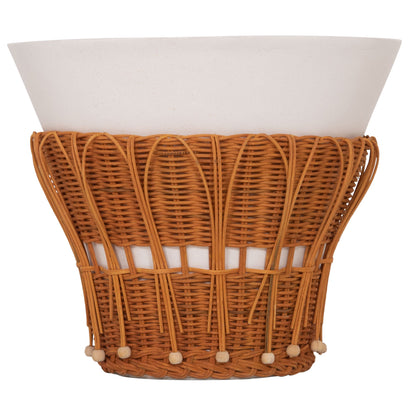 SIDE TABLE ROUND PERRAL HM18164.02S FIBER CEMENT IN WHITE-NATURAL RATTAN--Φ42x36Hcm.