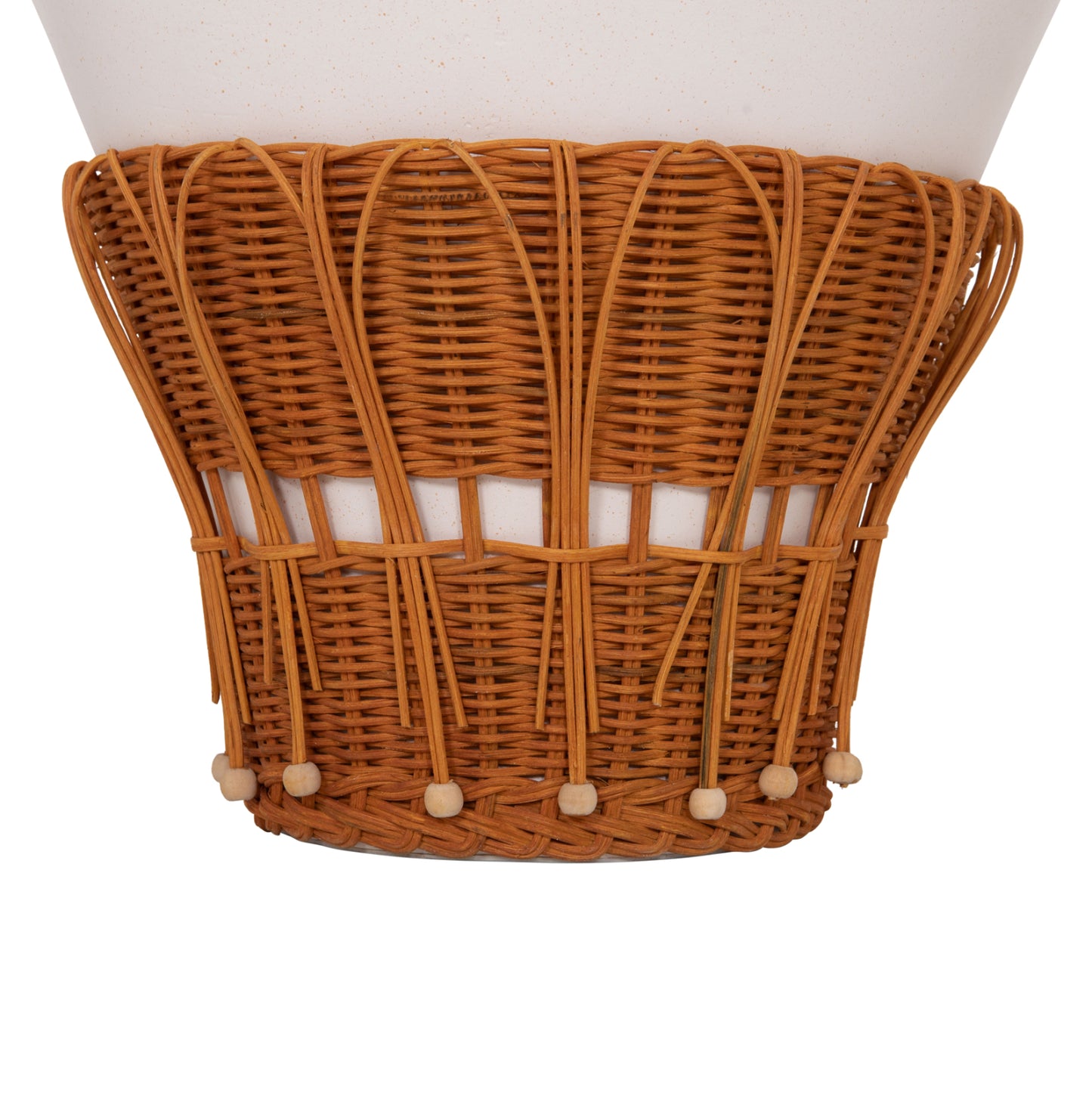 SIDE TABLE ROUND PERRAL HM18164.02S FIBER CEMENT IN WHITE-NATURAL RATTAN--Φ42x36Hcm.