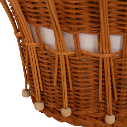SIDE TABLE ROUND PERRAL HM18164.02S FIBER CEMENT IN WHITE-NATURAL RATTAN--Φ42x36Hcm.