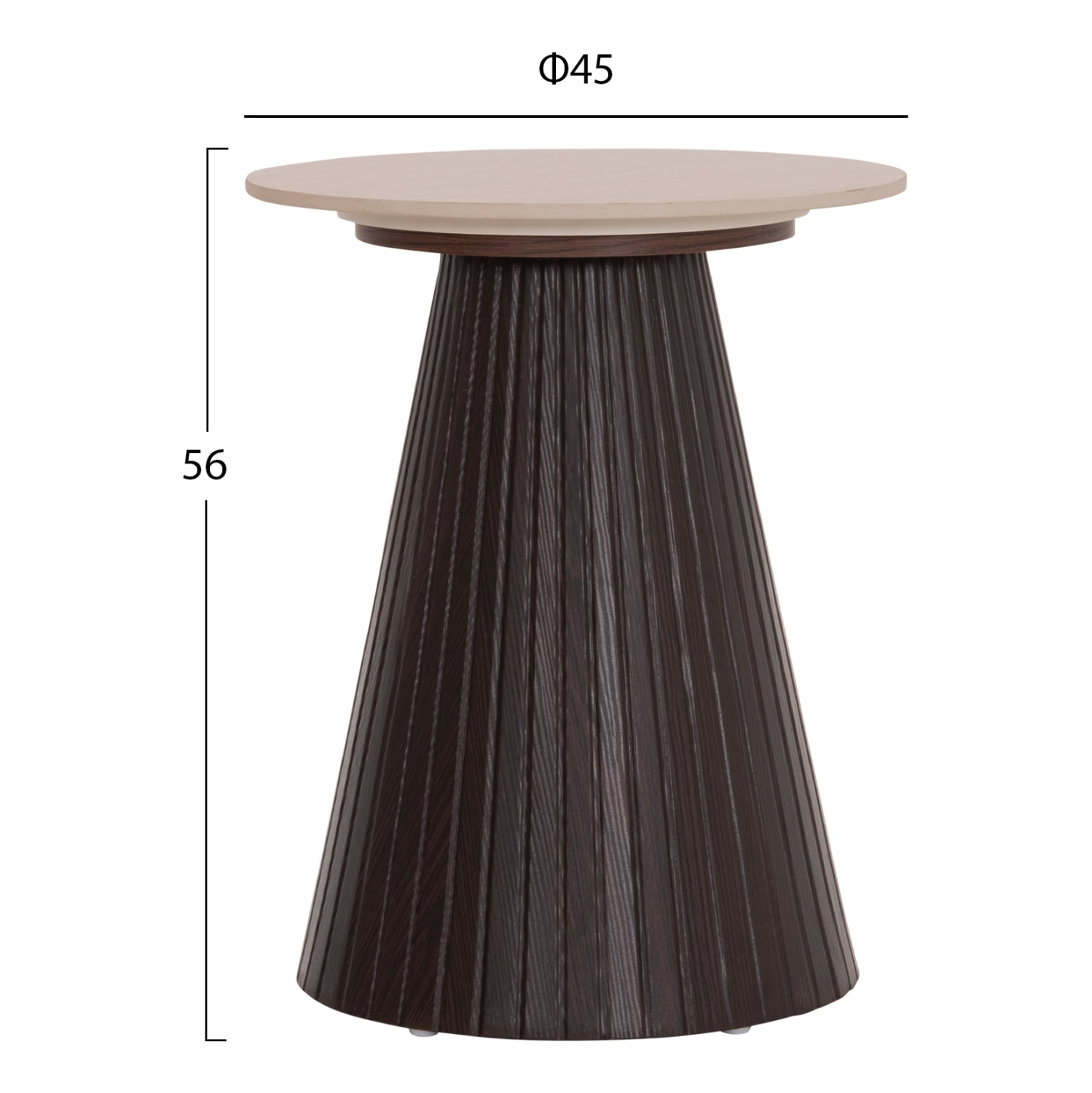 SIDE TABLE CATER HM18322 CERAMIC TOP WITH TRAVERTINE STONE LOOK--MDF BASE Φ45x56Hcm.