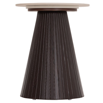SIDE TABLE CATER HM18322 CERAMIC TOP WITH TRAVERTINE STONE LOOK--MDF BASE Φ45x56Hcm.