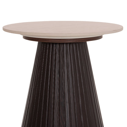 SIDE TABLE CATER HM18322 CERAMIC TOP WITH TRAVERTINE STONE LOOK--MDF BASE Φ45x56Hcm.