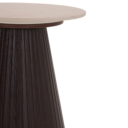 SIDE TABLE CATER HM18322 CERAMIC TOP WITH TRAVERTINE STONE LOOK--MDF BASE Φ45x56Hcm.