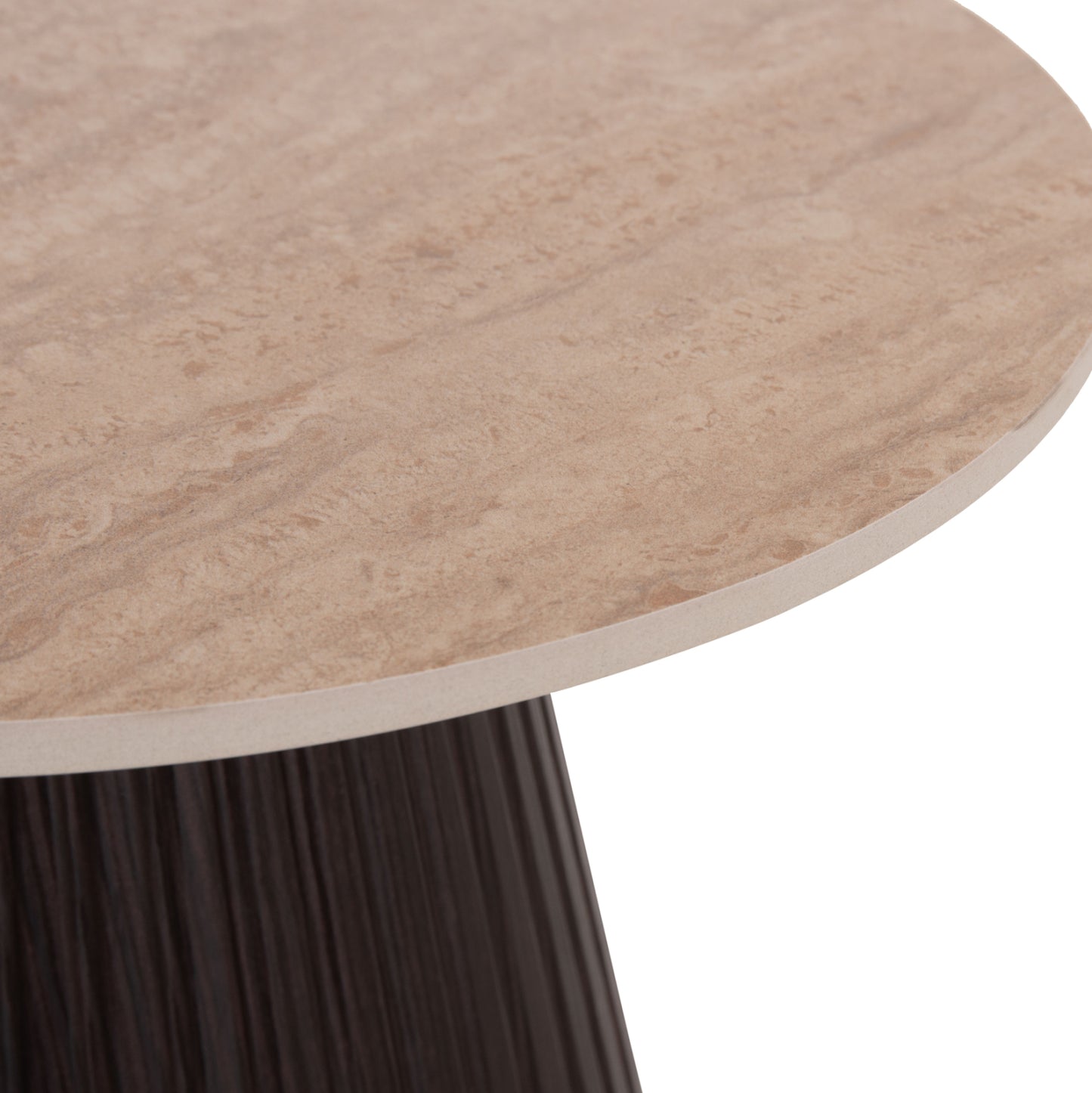 SIDE TABLE CATER HM18322 CERAMIC TOP WITH TRAVERTINE STONE LOOK--MDF BASE Φ45x56Hcm.