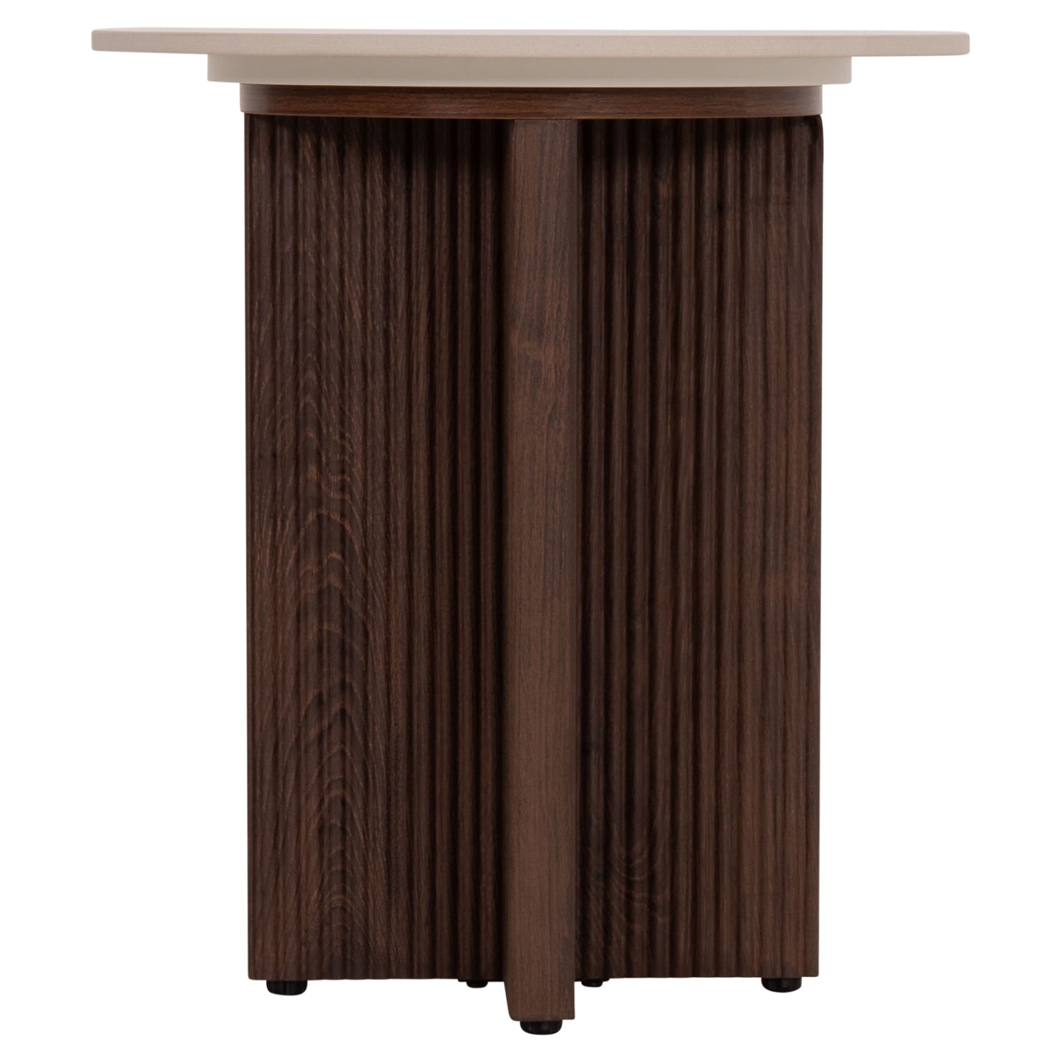 SIDE TABLE SKY HM18330 CERAMIC TOP WITH TRAVERTINE STONE LOOK--MDF BASE IN BROWN Φ45x50H
