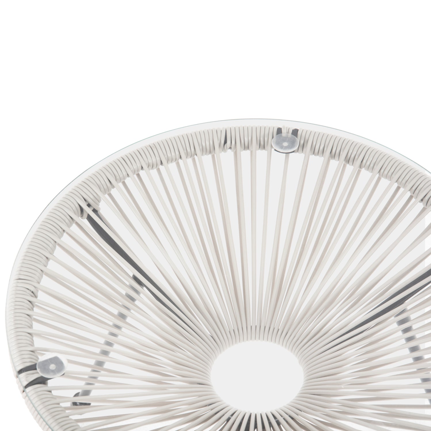 OUTDOOR COFFEE TABLE ALLEGRA HM5874.12 METAL IN BLACK- SYNTHETIC RATTAN IN WHITE Φ47x45Hcm.