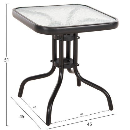 COFFEE TABLE FIGO HM6067.03 METAL IN BLACK-TEMPERED GLASS TOP 45x45x51Hcm.