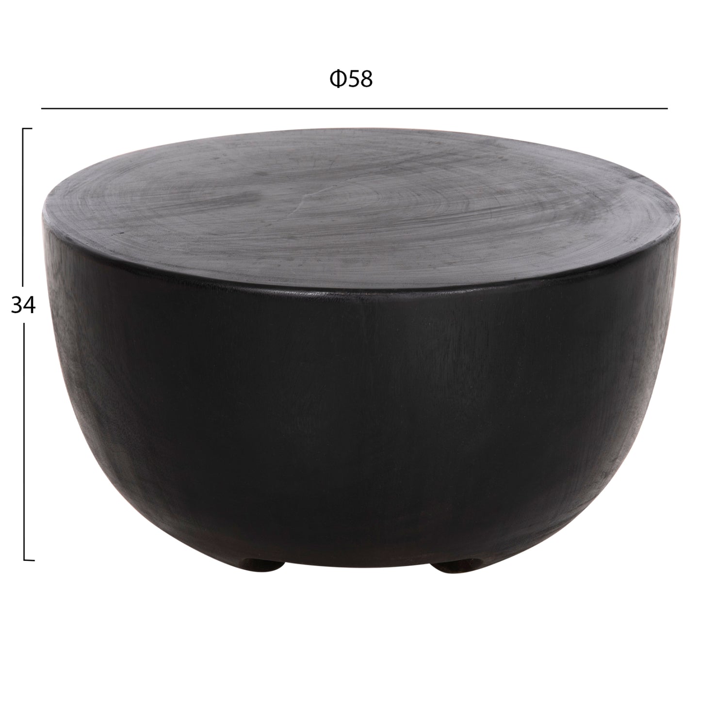 SIDE TABLE POMPU HM9794.02 SOLID SUAR WOOD IN BLACK COLOR Φ58x34Hcm.