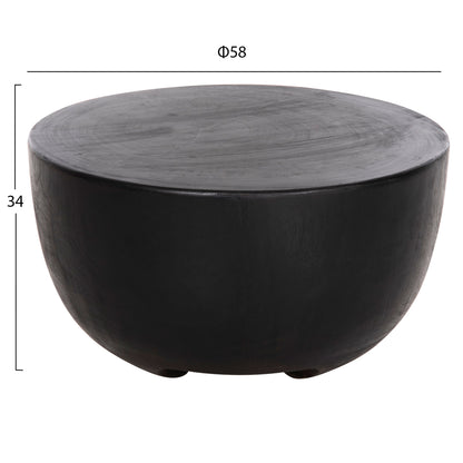 SIDE TABLE POMPU HM9794.02 SOLID SUAR WOOD IN BLACK COLOR Φ58x34Hcm.