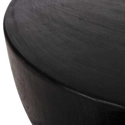 SIDE TABLE POMPU HM9794.02 SOLID SUAR WOOD IN BLACK COLOR Φ58x34Hcm.