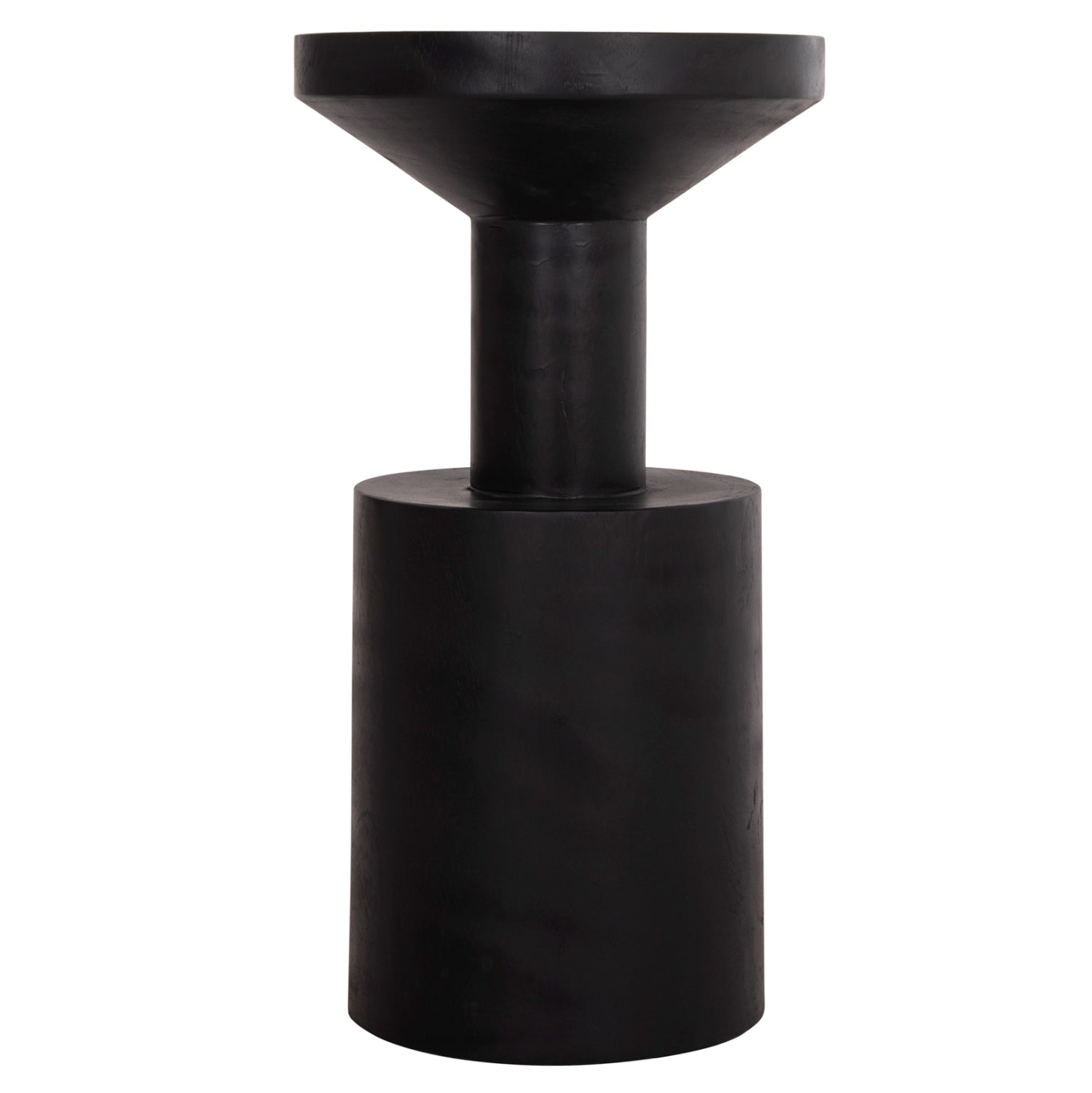 SIDE TABLE BERMAL HM9889.12 SOLID SUAR WOOD IN BLACK COLOR Φ35x65Hcm.
