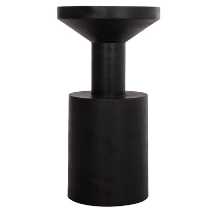 SIDE TABLE BERMAL HM9889.12 SOLID SUAR WOOD IN BLACK COLOR Φ35x65Hcm.