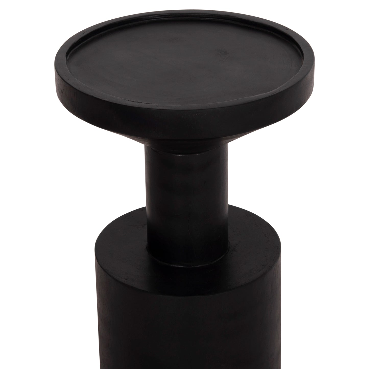 SIDE TABLE BERMAL HM9889.12 SOLID SUAR WOOD IN BLACK COLOR Φ35x65Hcm.