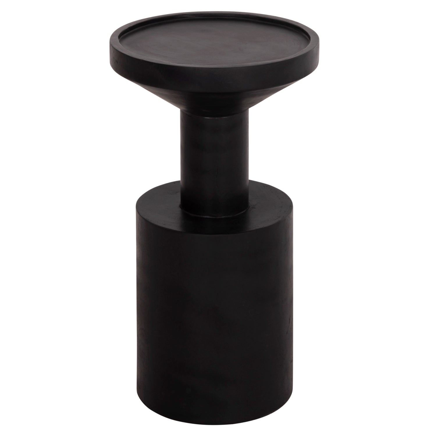SIDE TABLE BERMAL HM9889.12 SOLID SUAR WOOD IN BLACK COLOR Φ35x65Hcm.