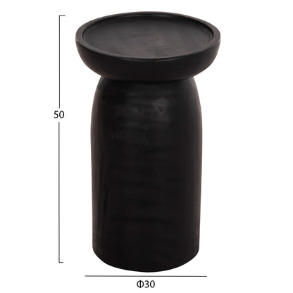 SIDE TABLE LOKI HM9899.12 SOLID SUAR WOOD IN BLACK Φ30x50Hcm.