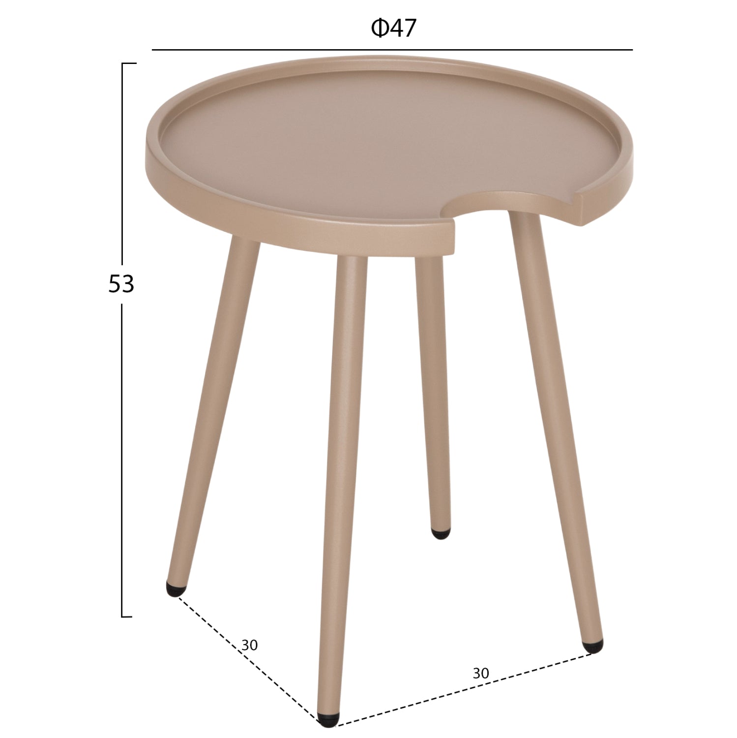 OUTDOOR ROUND SIDE TABLE TEROC HM6433.03 ALUMINUM IN CAPPUCCINO Φ47x53Hcm.