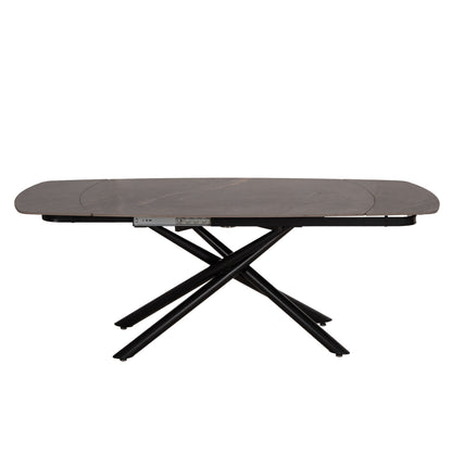 DINING TABLE EXTENDABLE VANTA HM18408 CERAMIC TOP IN GREY MARBLE COLORING 136-199x90x77Hcm.