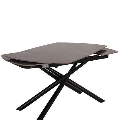 DINING TABLE EXTENDABLE VANTA HM18408 CERAMIC TOP IN GREY MARBLE COLORING 136-199x90x77Hcm.