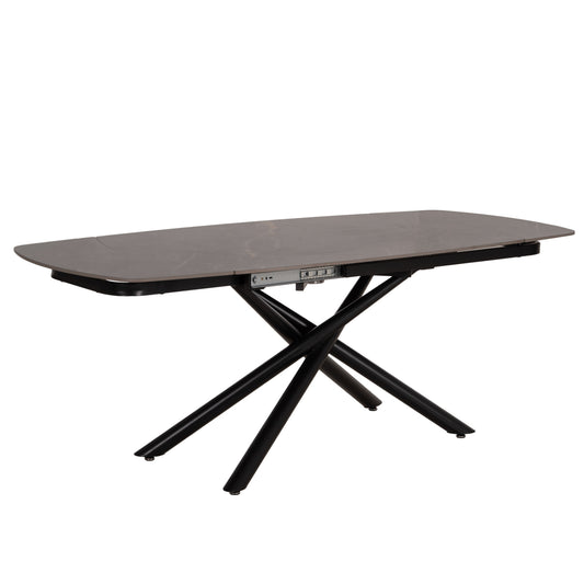 DINING TABLE EXTENDABLE VANTA HM18408 CERAMIC TOP IN GREY MARBLE COLORING 136-199x90x77Hcm.