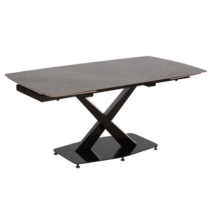 DINING TABLE EXTENDABLE HOKU HM18410 CERAMIC TOP IN GREY MARBLE COLORING 165/240x90x75Hcm.
