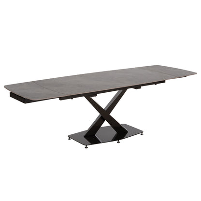 DINING TABLE EXTENDABLE HOKU HM18410 CERAMIC TOP IN GREY MARBLE COLORING 165/240x90x75Hcm.
