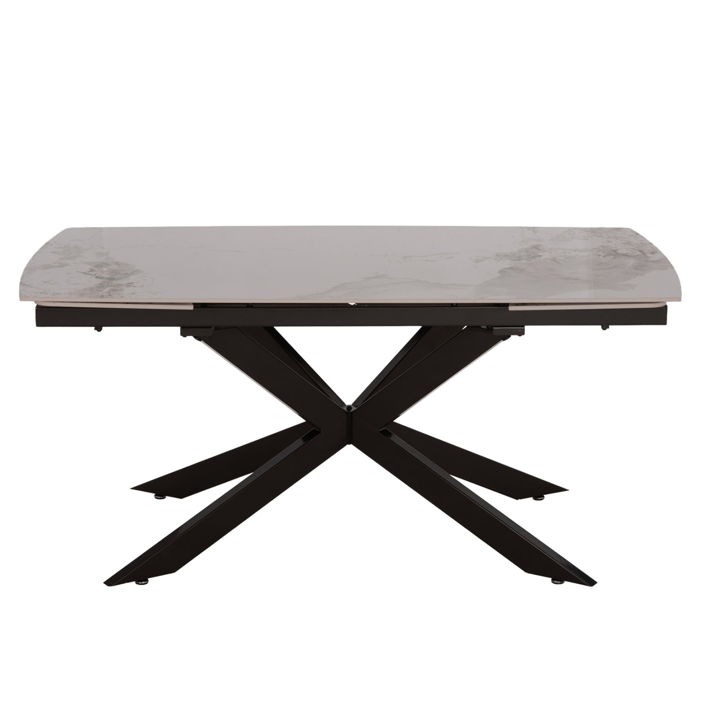 DINING TABLE EXTENDABLE AIRA HM18411 CERAMIC TOP IN WHITE/BROWN MARBLE COLORING 165/240x90x76Hcm.