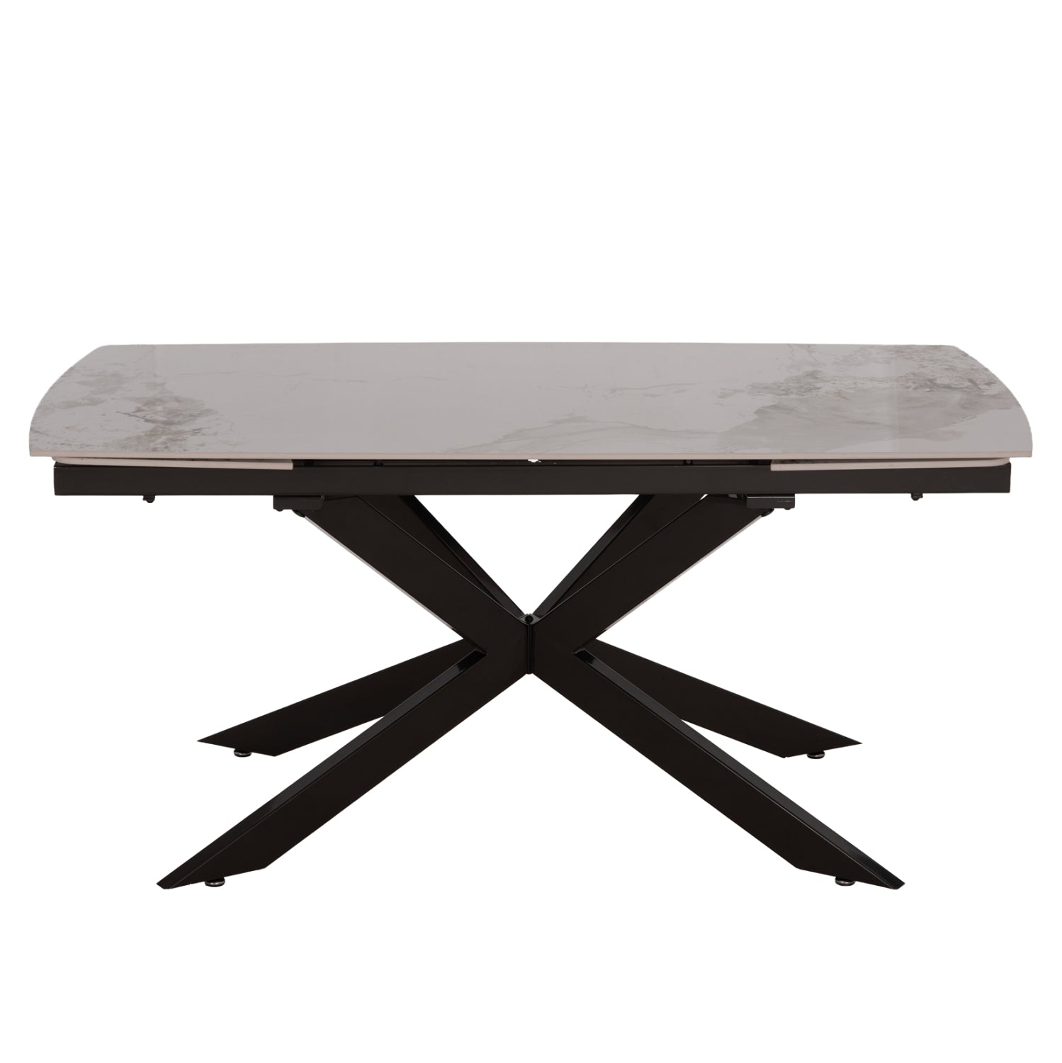 DINING TABLE EXTENDABLE AIRA HM18411 CERAMIC TOP IN WHITE/BROWN MARBLE COLORING 165/240x90x76Hcm.