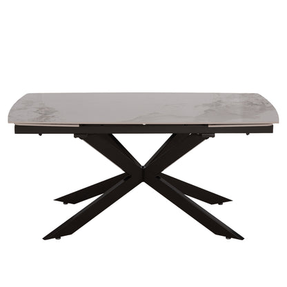 DINING TABLE EXTENDABLE AIRA HM18411 CERAMIC TOP IN WHITE/BROWN MARBLE COLORING 165/240x90x76Hcm.