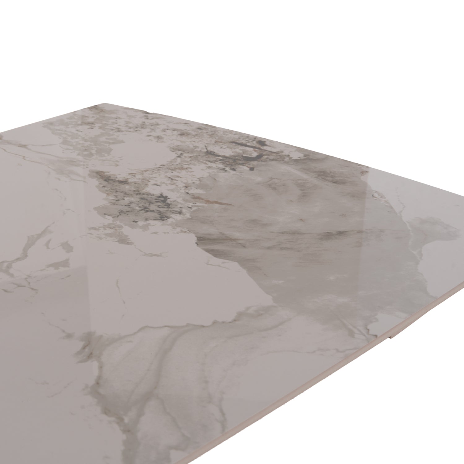 DINING TABLE EXTENDABLE AIRA HM18411 CERAMIC TOP IN WHITE/BROWN MARBLE COLORING 165/240x90x76Hcm.