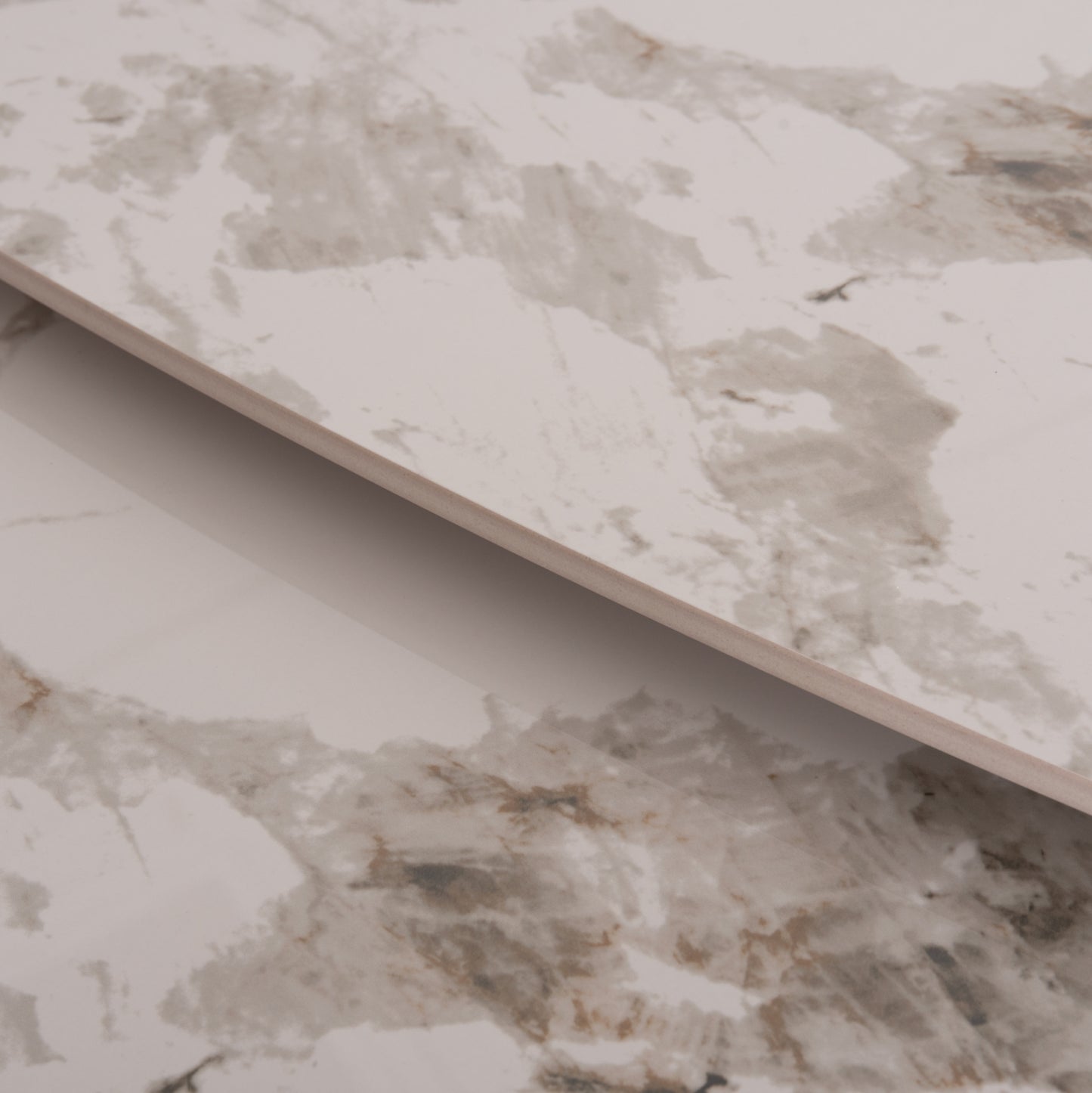 DINING TABLE EXTENDABLE AIRA HM18411 CERAMIC TOP IN WHITE/BROWN MARBLE COLORING 165/240x90x76Hcm.