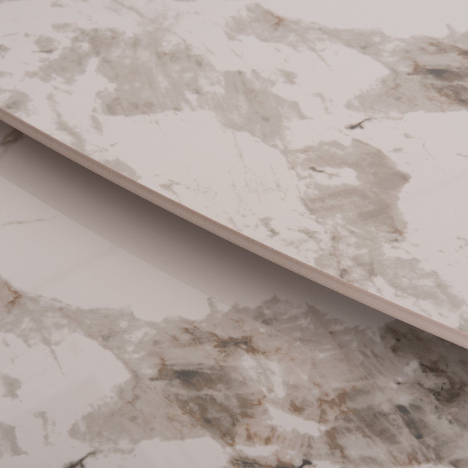 DINING TABLE EXTENDABLE AIRA HM18411 CERAMIC TOP IN WHITE/BROWN MARBLE COLORING 165/240x90x76Hcm.