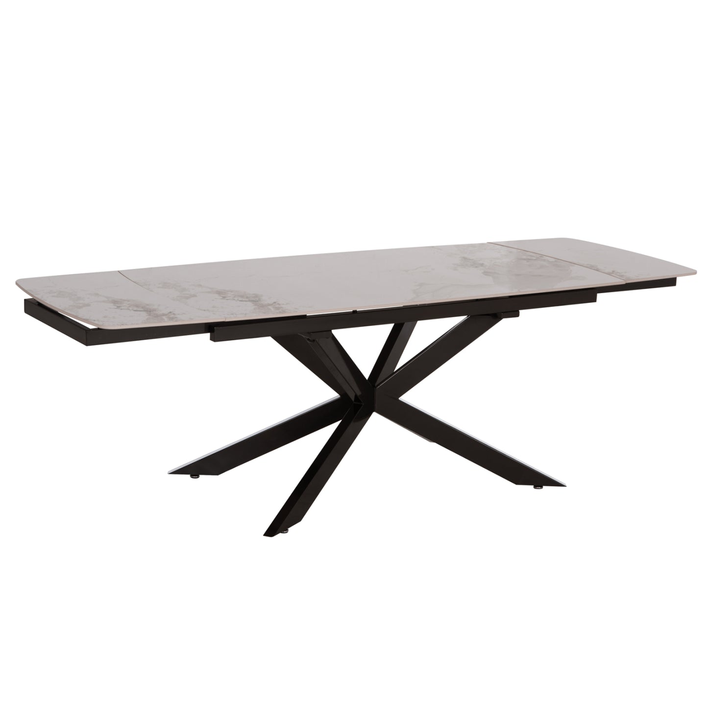 DINING TABLE EXTENDABLE AIRA HM18411 CERAMIC TOP IN WHITE/BROWN MARBLE COLORING 165/240x90x76Hcm.