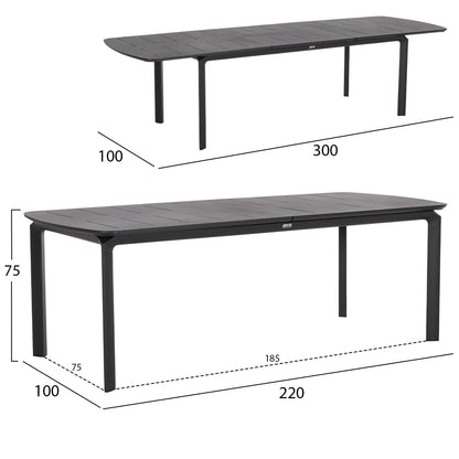 DINING TABLE EXTENDABLE SYMPO HM6415.01 GREY ALUMINUM 220-300x100x75Hcm.