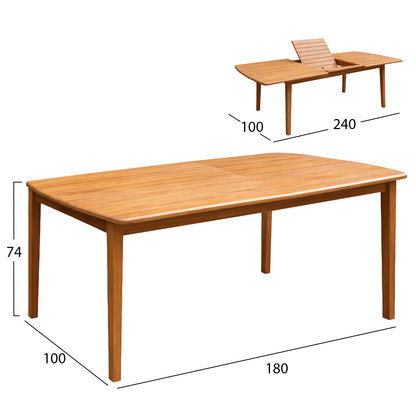 EXTENDABLE DINING TABLE WITH UMBRELLA HOLE FEY HM6519 ACACIA WOOD--NATURAL 180/240x100x74Hcm.