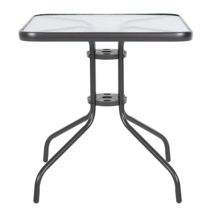 OUTDOOR TABLE SQUARE FIGO HM5036.01 GREY METAL-GLASS TABLETOP 70Χ70Χ72Hcm