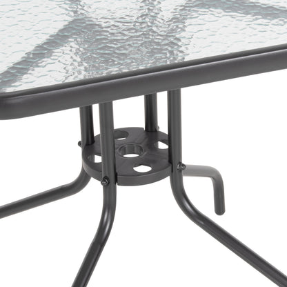 OUTDOOR TABLE SQUARE FIGO HM5036.01 GREY METAL-GLASS TABLETOP 70Χ70Χ72Hcm