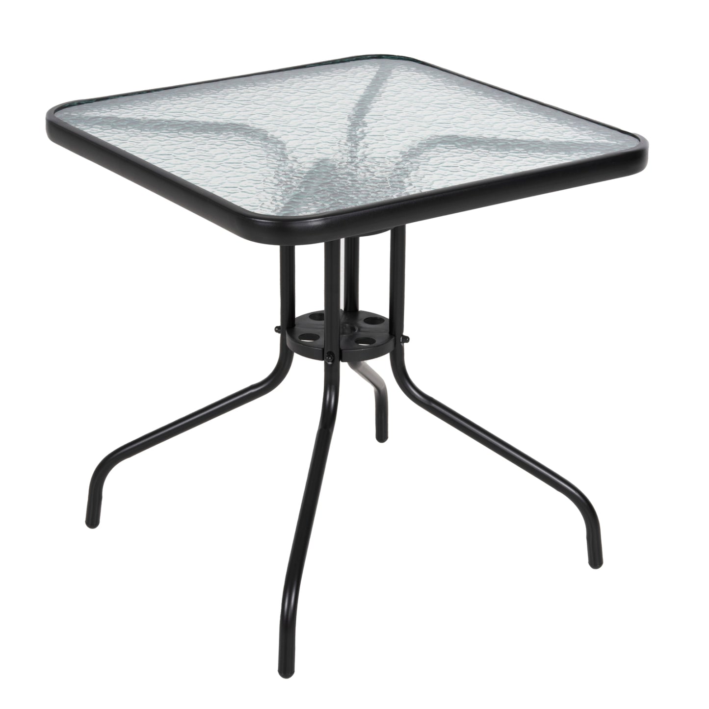 OUTDOOR TABLE SQUARE FIGO HM5036.03 BLACK METAL-GLASS TABLETOP 70Χ70Χ70Hcm