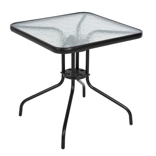 OUTDOOR TABLE SQUARE FIGO HM5036.03 BLACK METAL-GLASS TABLETOP 70Χ70Χ70Hcm