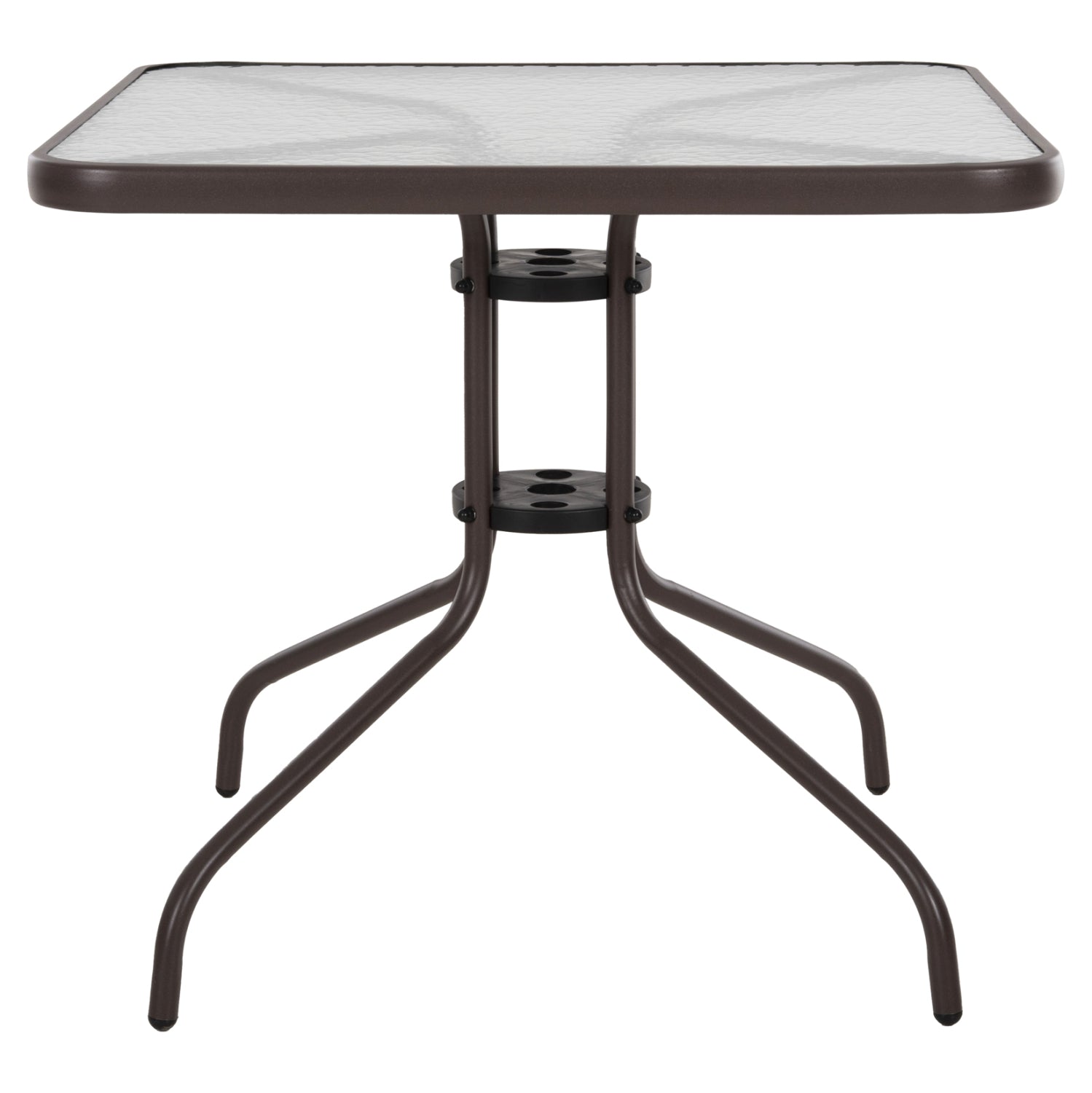 OUTDOOR TABLE SQUARE FIGO HM5972.02 BROWN METAL-GLASS TABLETOP 80Χ80Χ71Hcm