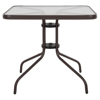 OUTDOOR TABLE SQUARE FIGO HM5972.02 BROWN METAL-GLASS TABLETOP 80Χ80Χ71Hcm