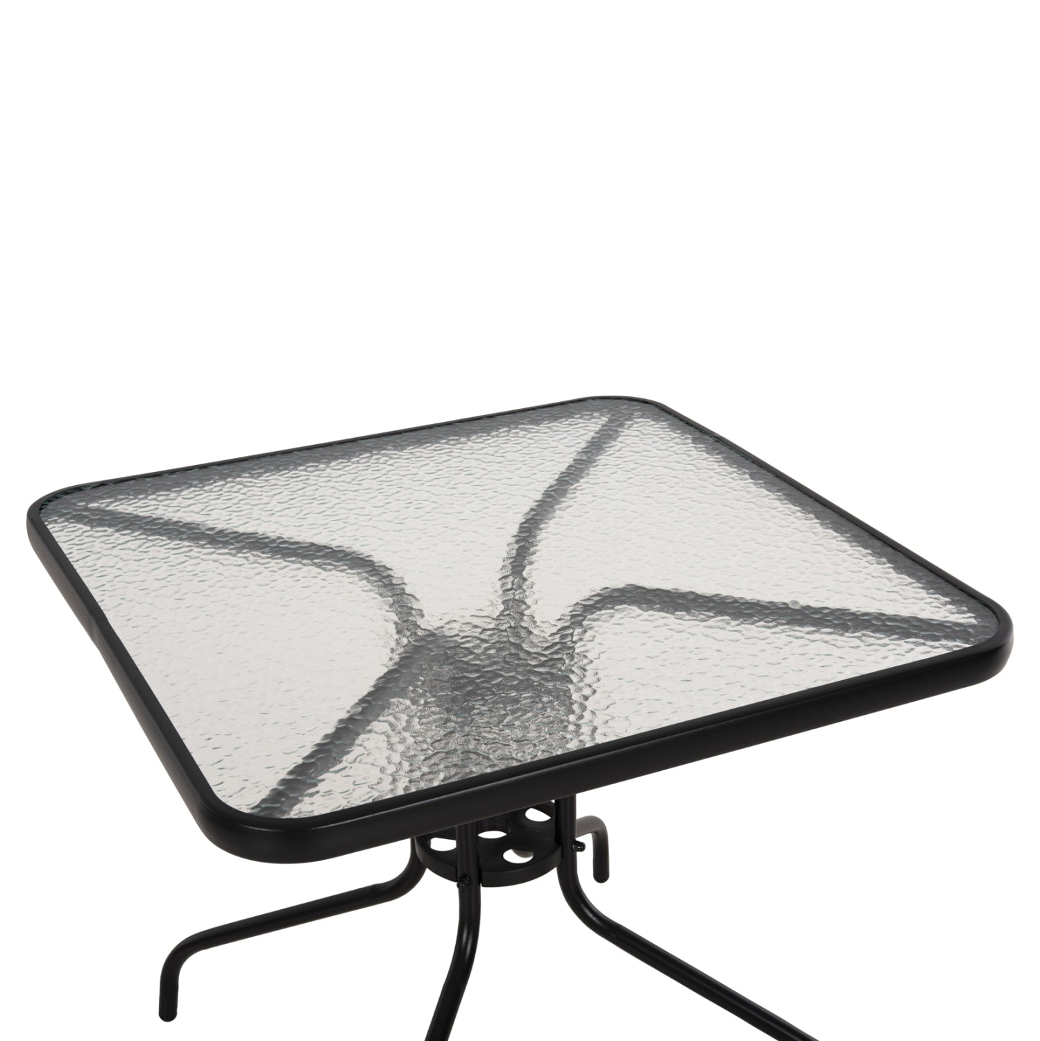 OUTDOOR TABLE SQUARE FIGO HM5972.03 BLACK METAL-GLASS TABLETOP 80Χ80Χ71Hcm