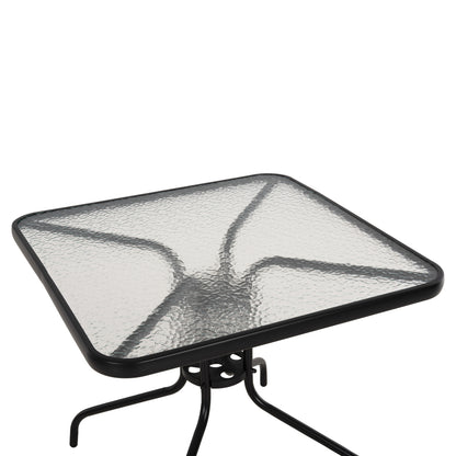 OUTDOOR TABLE SQUARE FIGO HM5972.03 BLACK METAL-GLASS TABLETOP 80Χ80Χ71Hcm
