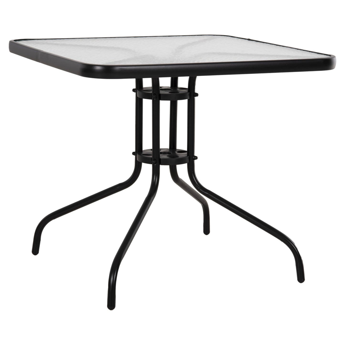 OUTDOOR TABLE SQUARE FIGO HM5972.03 BLACK METAL-GLASS TABLETOP 80Χ80Χ71Hcm