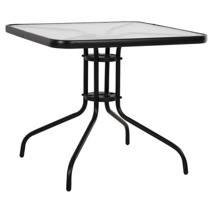 OUTDOOR TABLE SQUARE FIGO HM5972.03 BLACK METAL-GLASS TABLETOP 80Χ80Χ71Hcm