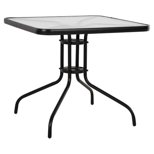 OUTDOOR TABLE SQUARE FIGO HM5972.03 BLACK METAL-GLASS TABLETOP 80Χ80Χ71Hcm