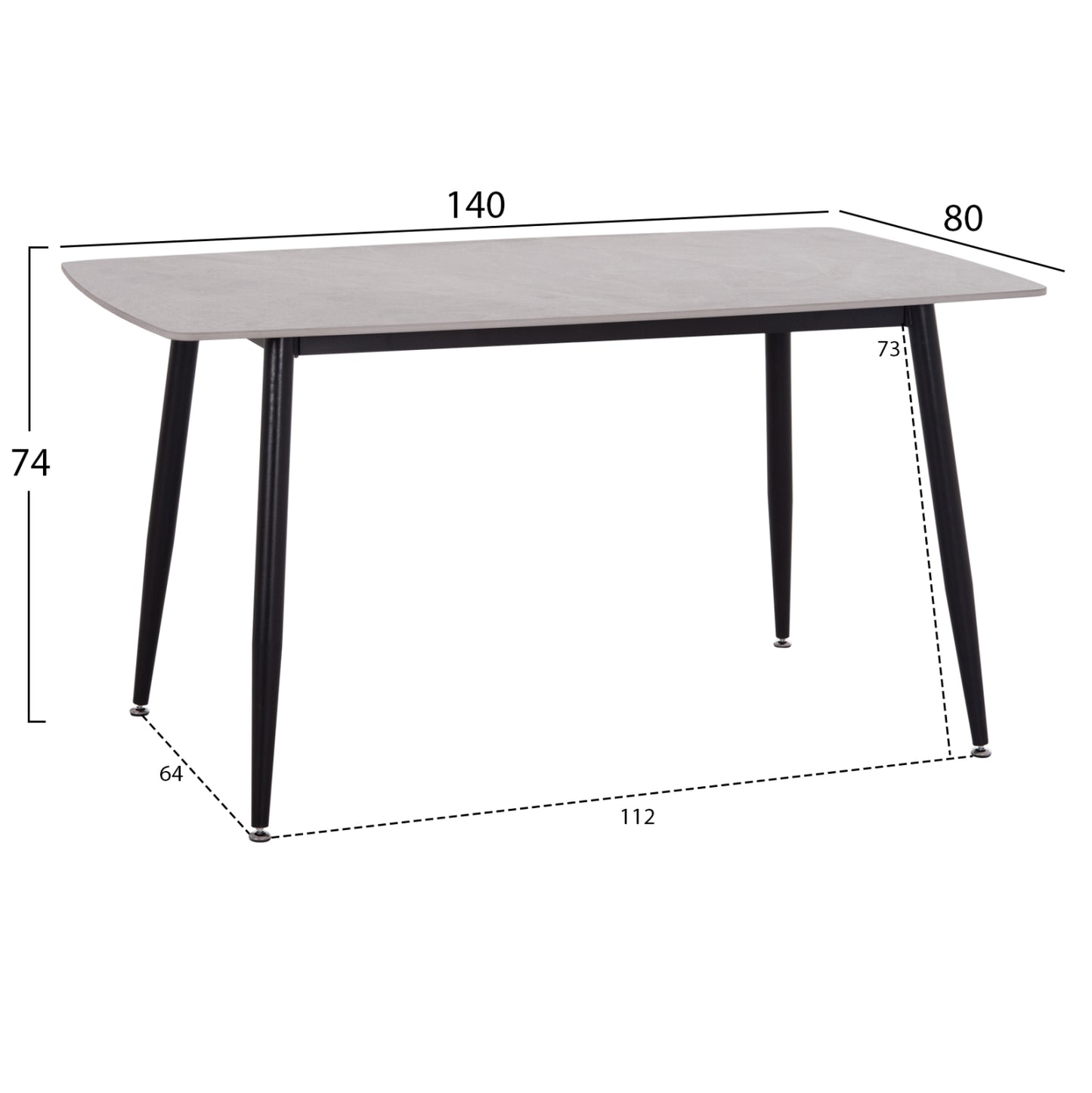 DINING TABLE RAVEN HM18149.13 CERAMIC TOP IN GREY MARBLE LOOK  140x80x74Hcm.