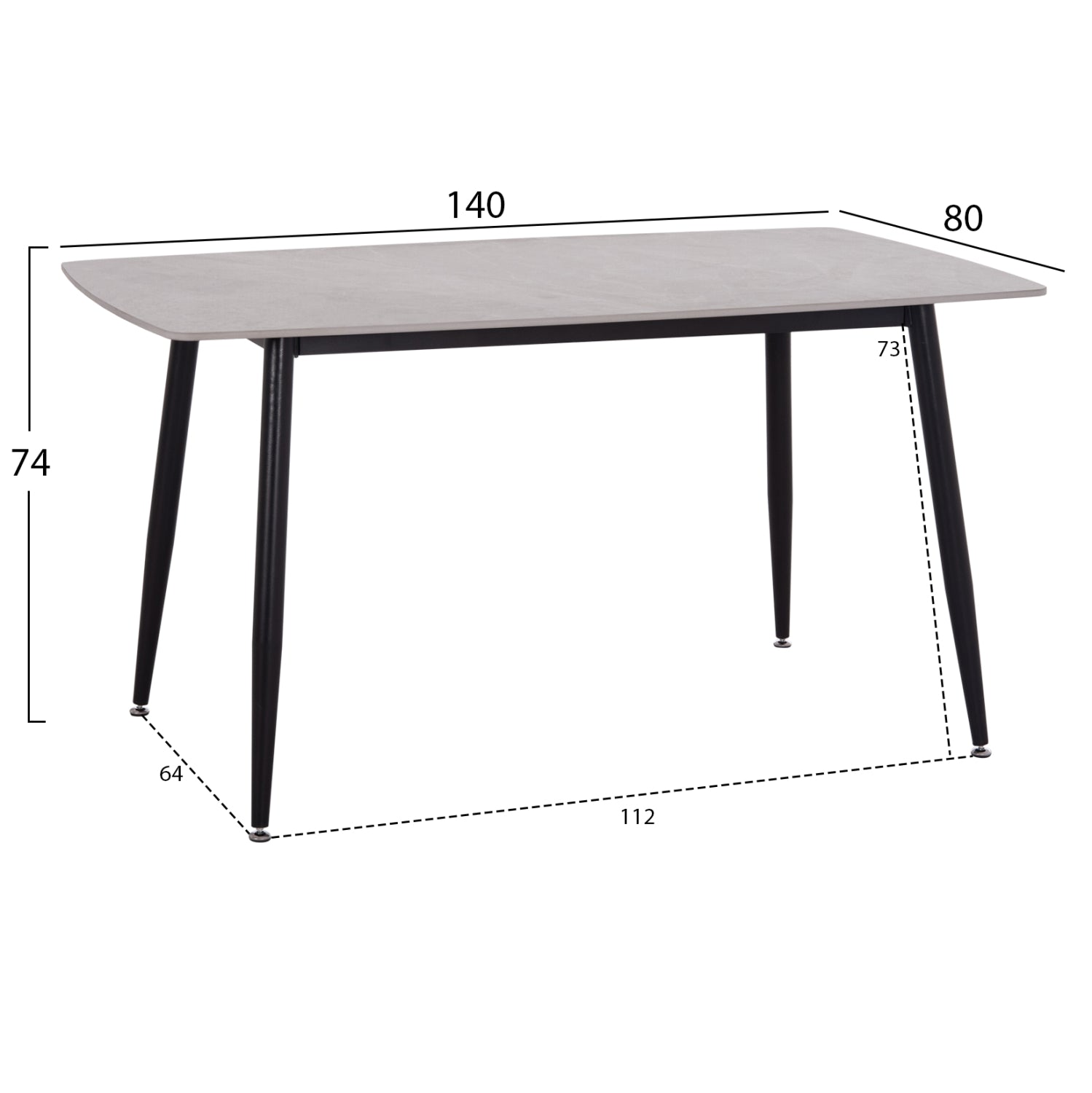 DINING TABLE RAVEN HM18149.13 CERAMIC TOP IN GREY MARBLE LOOK  140x80x74Hcm.