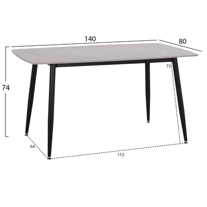 DINING TABLE RAVEN HM18149.13 CERAMIC TOP IN GREY MARBLE LOOK  140x80x74Hcm.