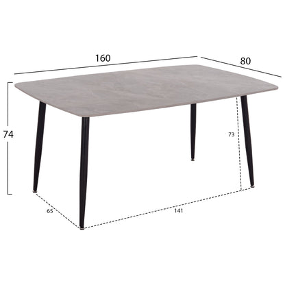 DINING TABLE RAVEN HM18150.13 CERAMIC TOP IN GREY MARBLE LOOK 160x80x74Hcm.